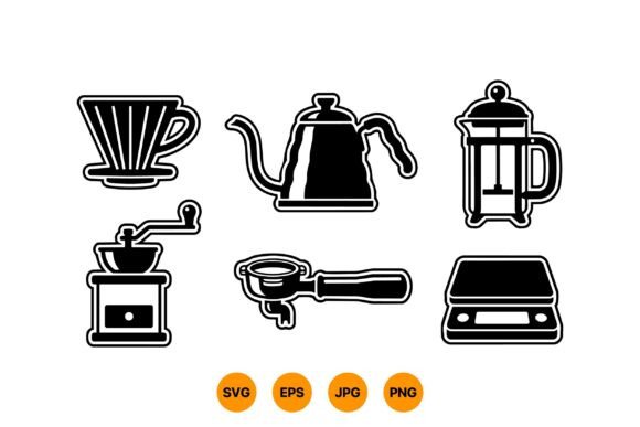 Barista Coffee Tools Clipart: Graphics for Handmade Creations