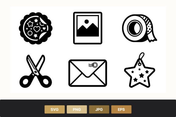 Craft Tools Icons Black White Graphics