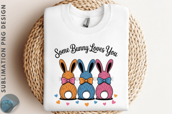 Cute Colorful Easter Bunny Trio PNG Graphics