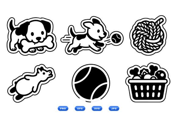 Cute Puppy Toy Clipart Set: Graphics for Playful Branding