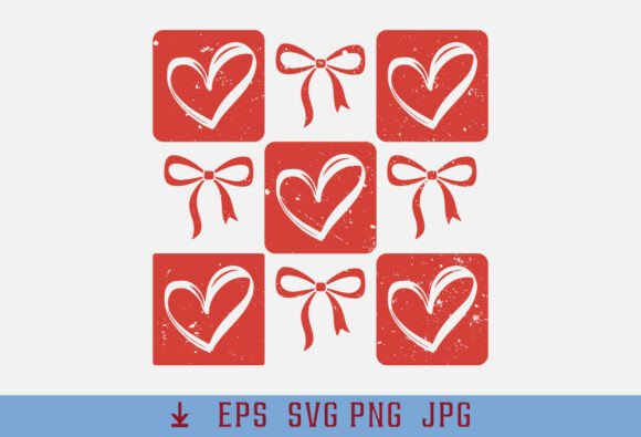 Distressed Valentine Hearts Bows Patte Graphics