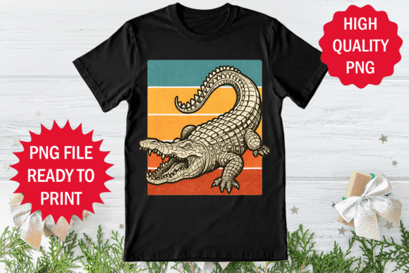 Funny Crocodile Retro Vintage Design PNG