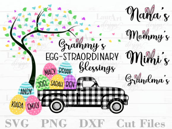 Grandma's Blessings Easter Nana Truck Graphics for T-Shirt Designs