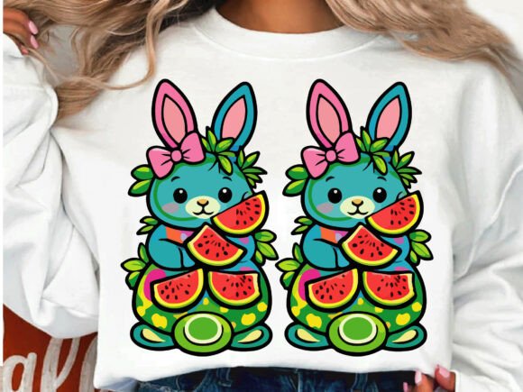 Happy Easter Coquette Sweet Bunny PNG Graphics