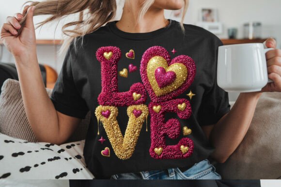 Love Heart Faux Yarn Sublimation Png Gra