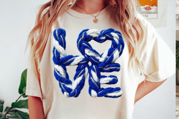 Love Heart Faux Yarn Sublimation Png Graphic