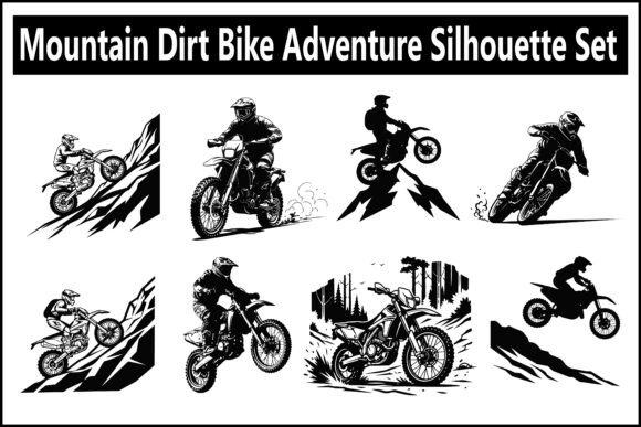 Mountain Dirt Bike Adventure Silhouette Graphics