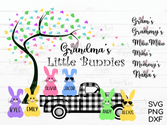 Nana's Little Bunnies Easter Truck Tree Graphics