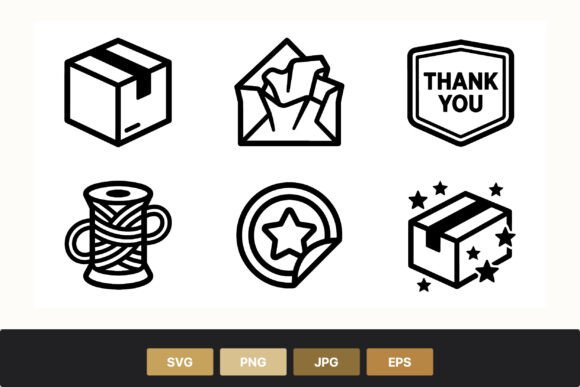 Package and Thread Vector Line Art Set