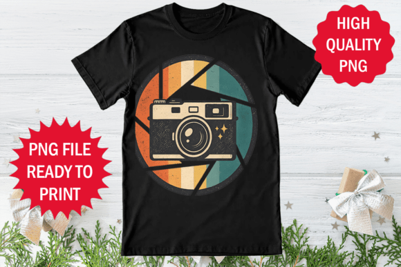 Photographer Design Retro T-shirt Png Graphics
