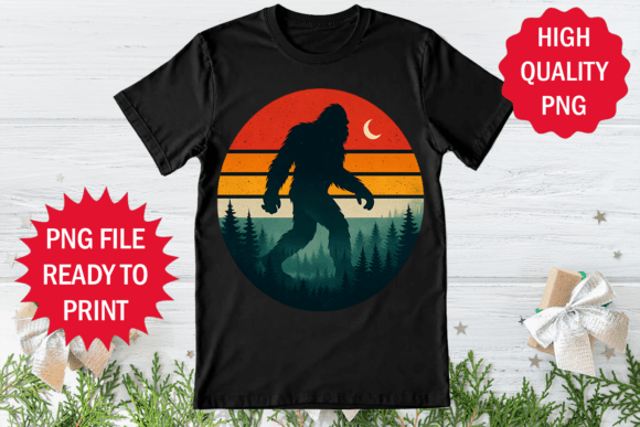 Retro Bigfoot Walking in Jungle Shirt Graphics