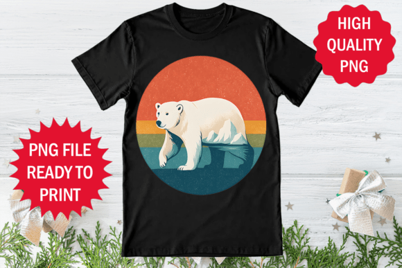 Retro Vintage Polar Bear Design Shirt