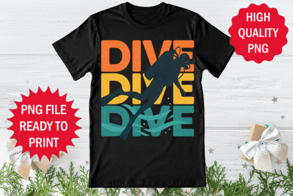 Scuba Diving Design Retro Style Clipart