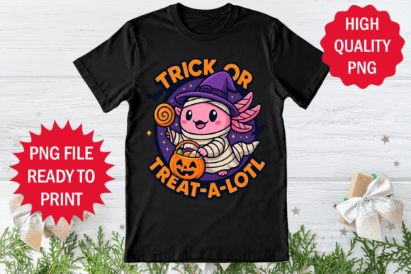 Trick or Treat a Lotl Funny Axolotl Png: Graphics and T-Shirt Designs