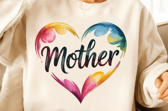 Watercolor Mothers Day Mama Mom Heart Graphics